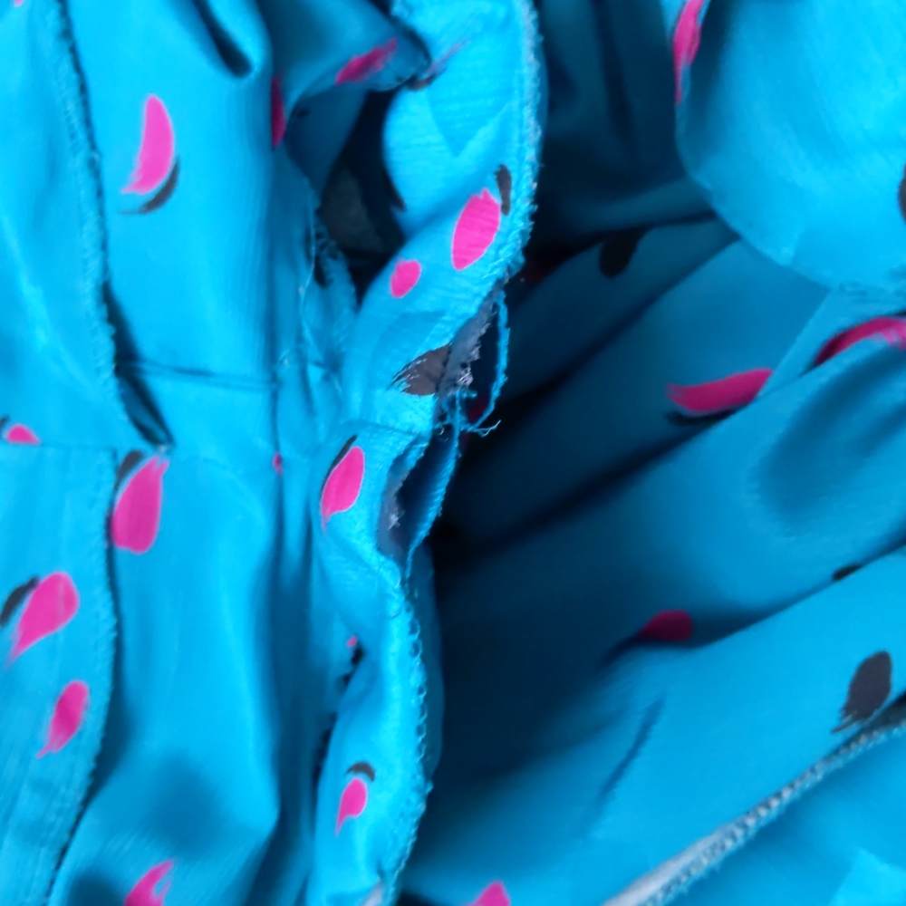 Awesome Retro 80s/90s Teal & Pink Brush Dot Collared Dress, Size 4/6 - Picture 9 of 9
